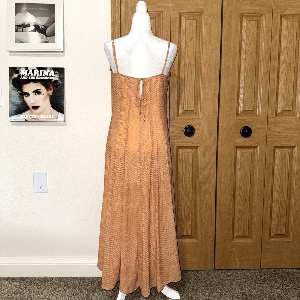 H&M Edition Strappy Chiffon Dress Womens XS Orange/Tan Sleeveless Sundress - Picture 3 of 9